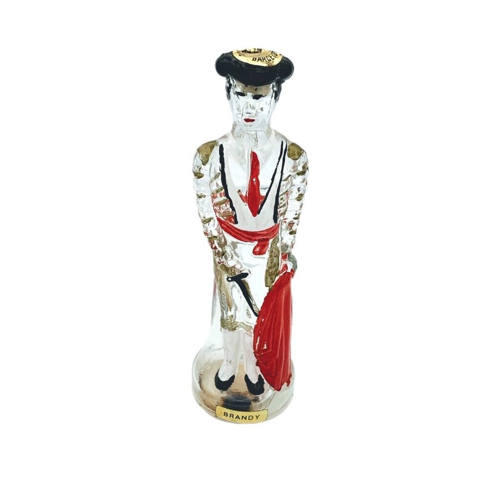 Glass Peruvian Matador Bull Fighter Brandy Liquor Bottle Decanter Vintage